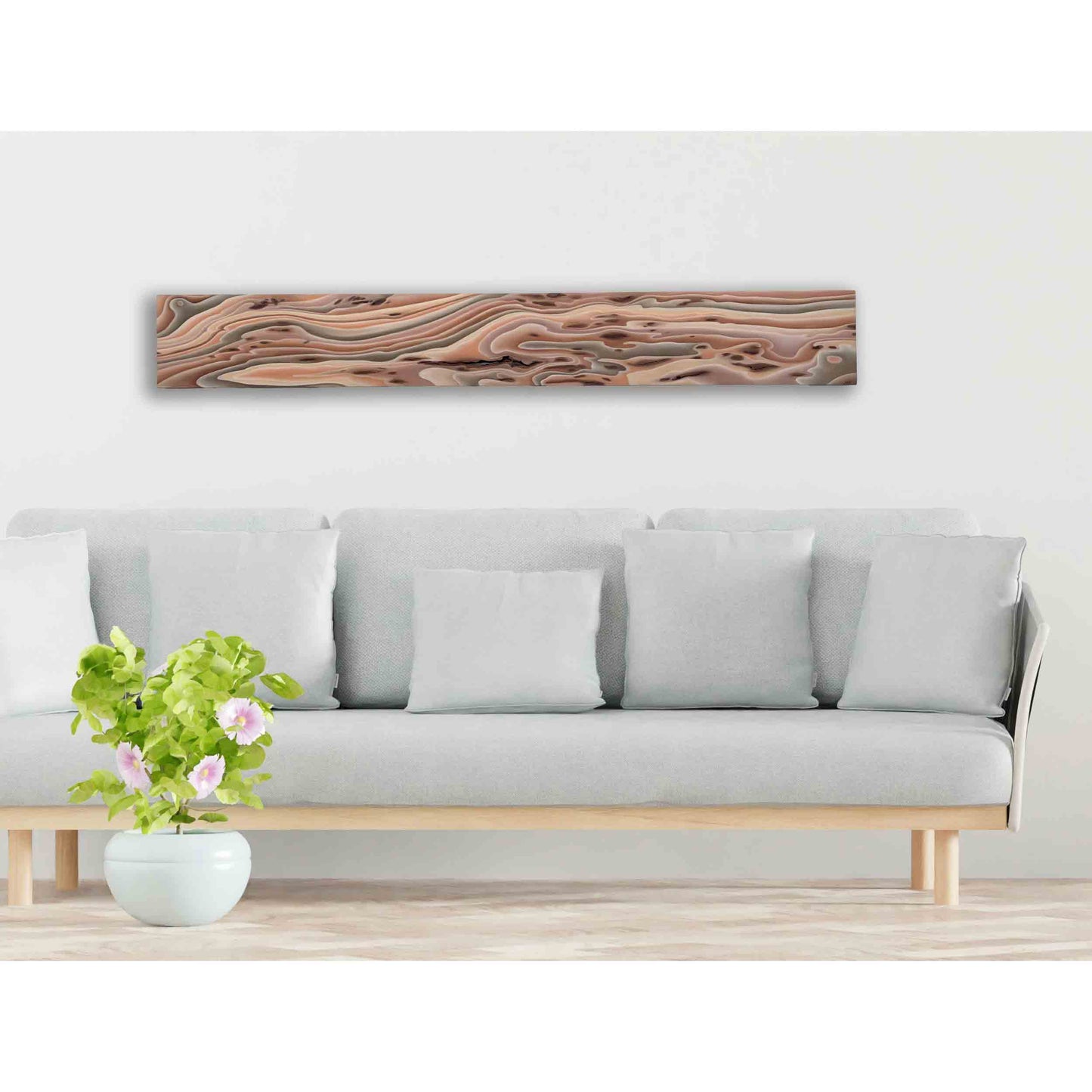 Blush of Serenity, original oil painting on wood in interior setting