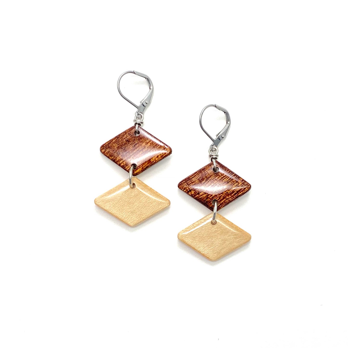 Rhombus Reclaimed Wood Earrings