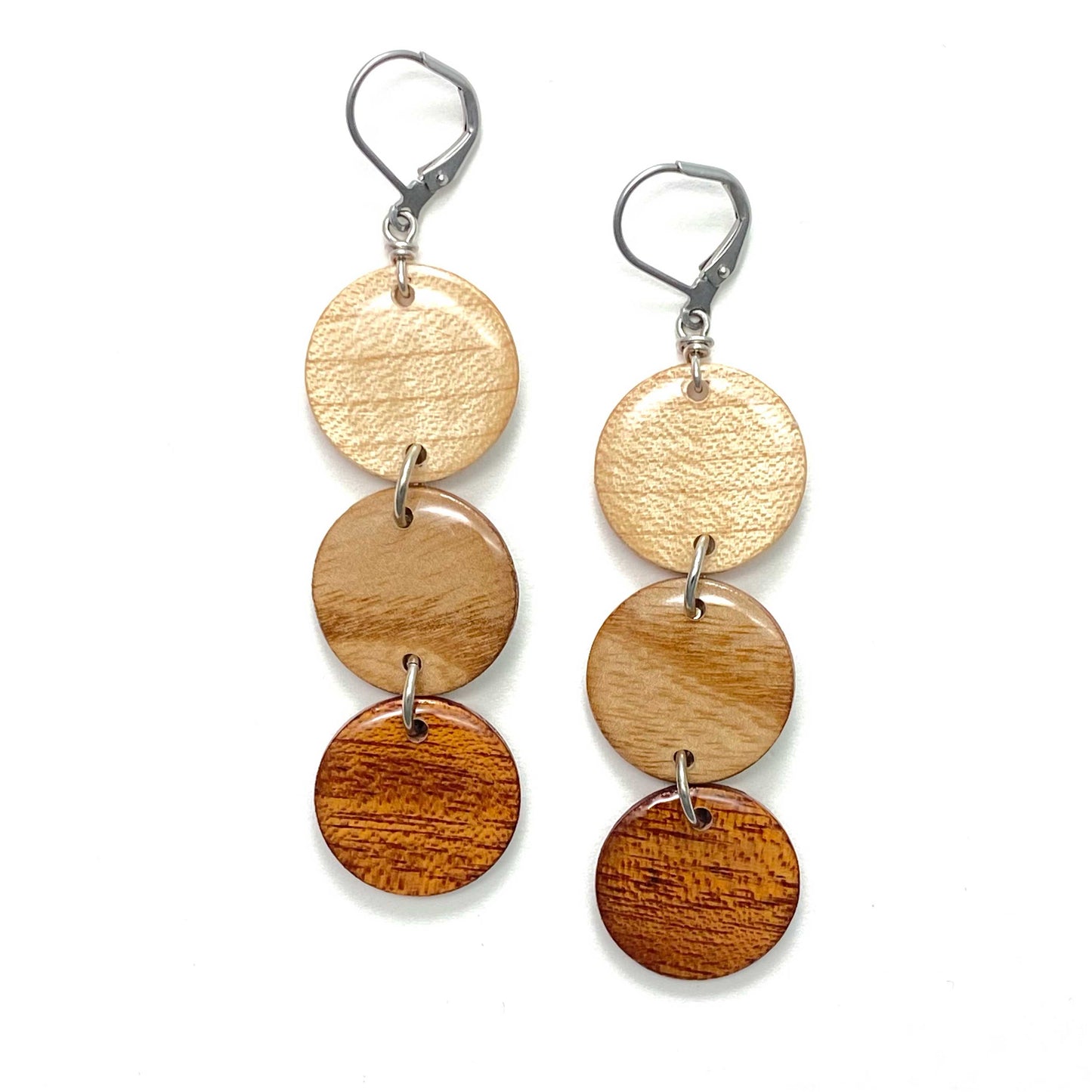 Medium Circles Reclaimed Wood Earrings