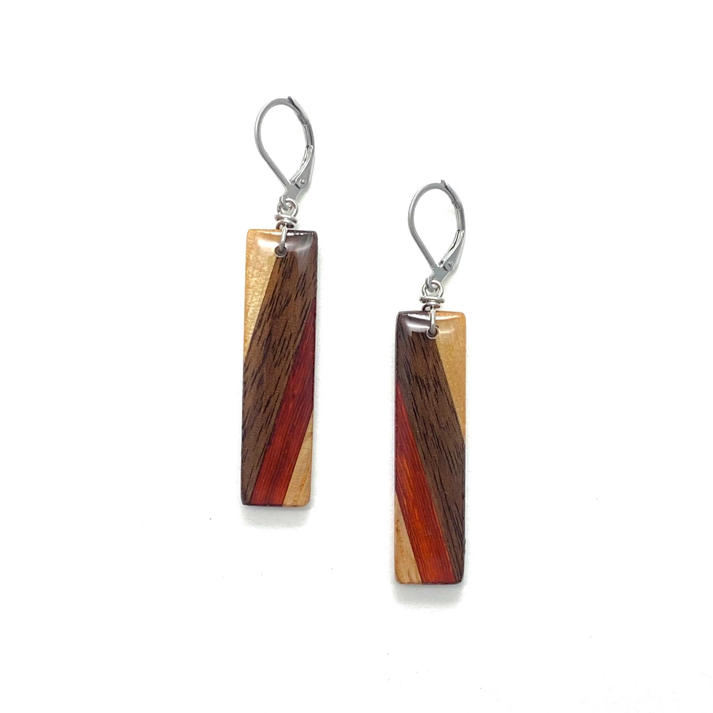 Rectangle Reclaimed Wood Earrings
