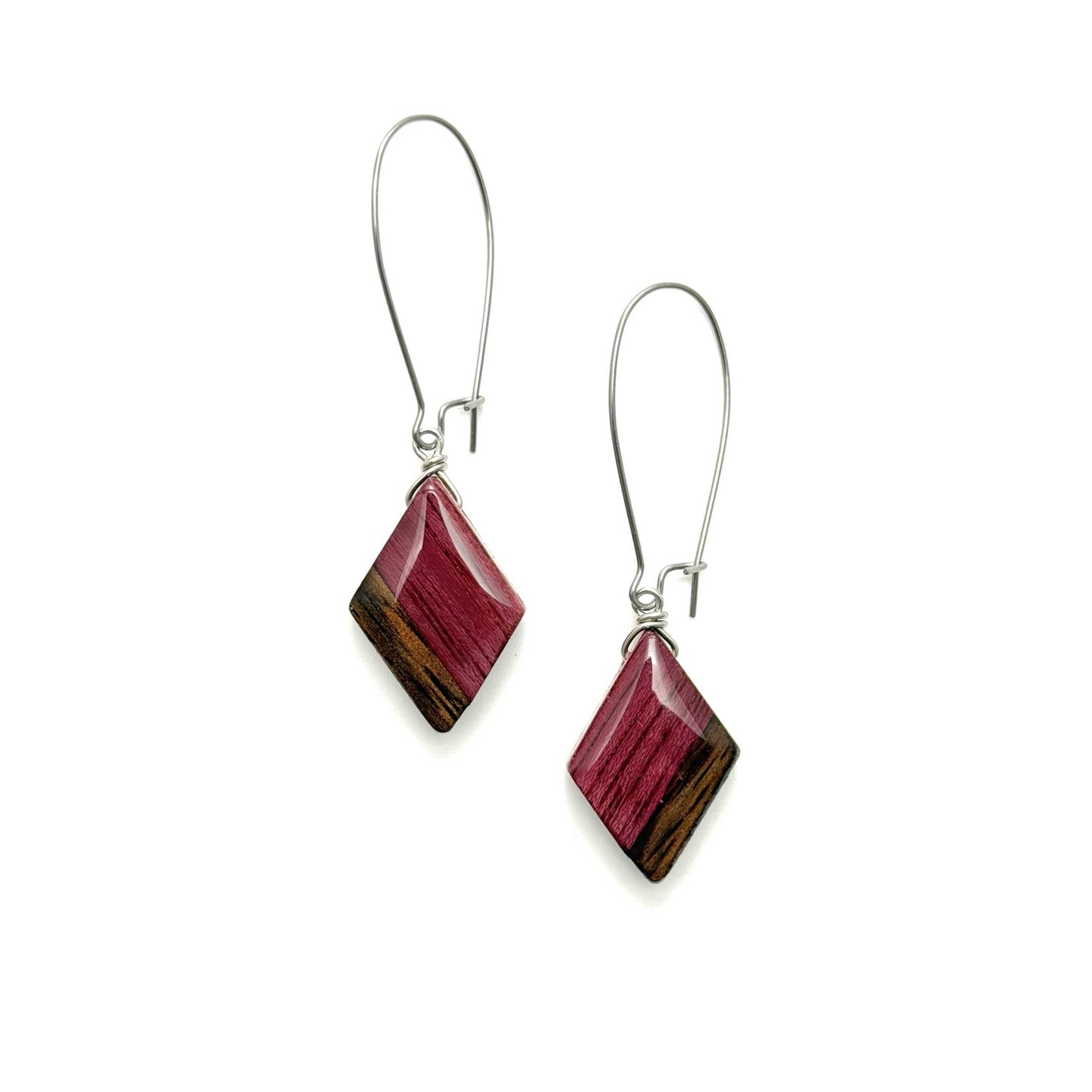 Mini Diamond Reclaimed Wood Earrings