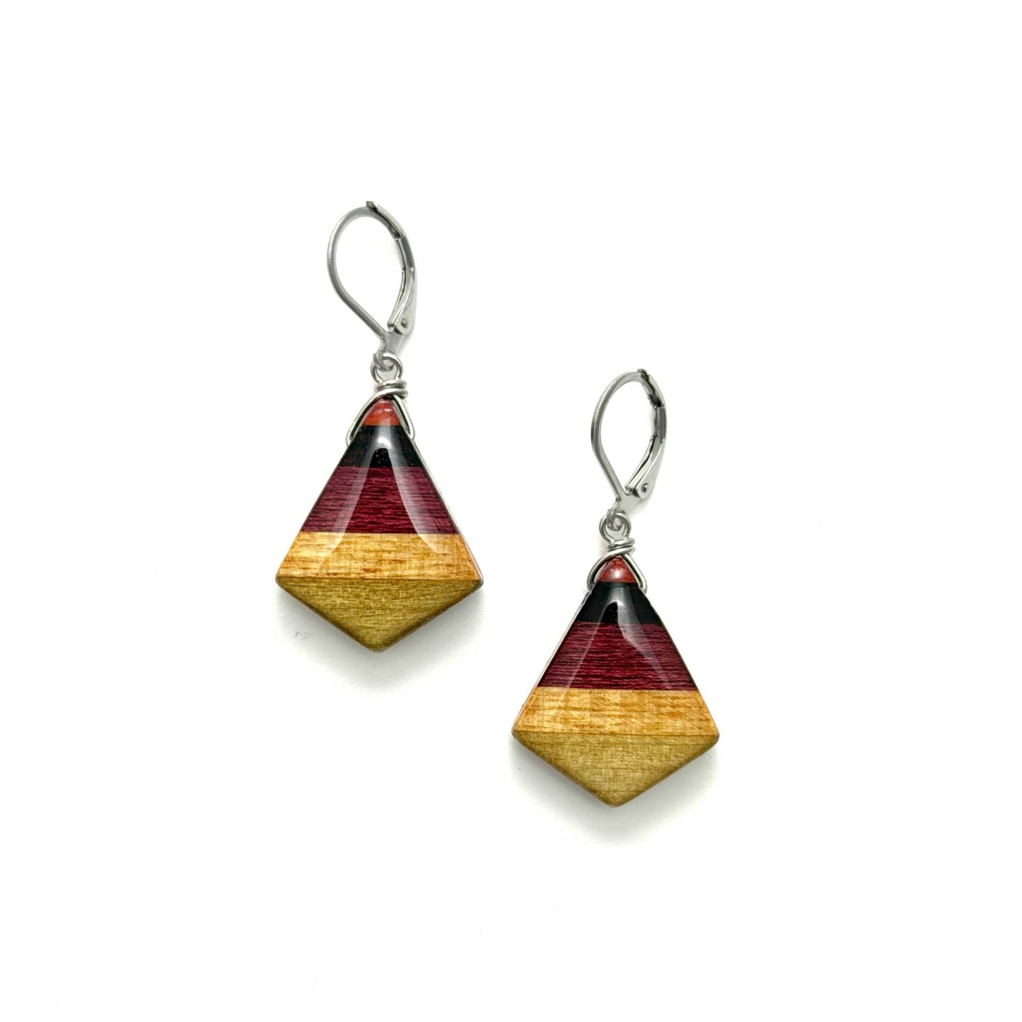 Small Fan Reclaimed Wood Earrings