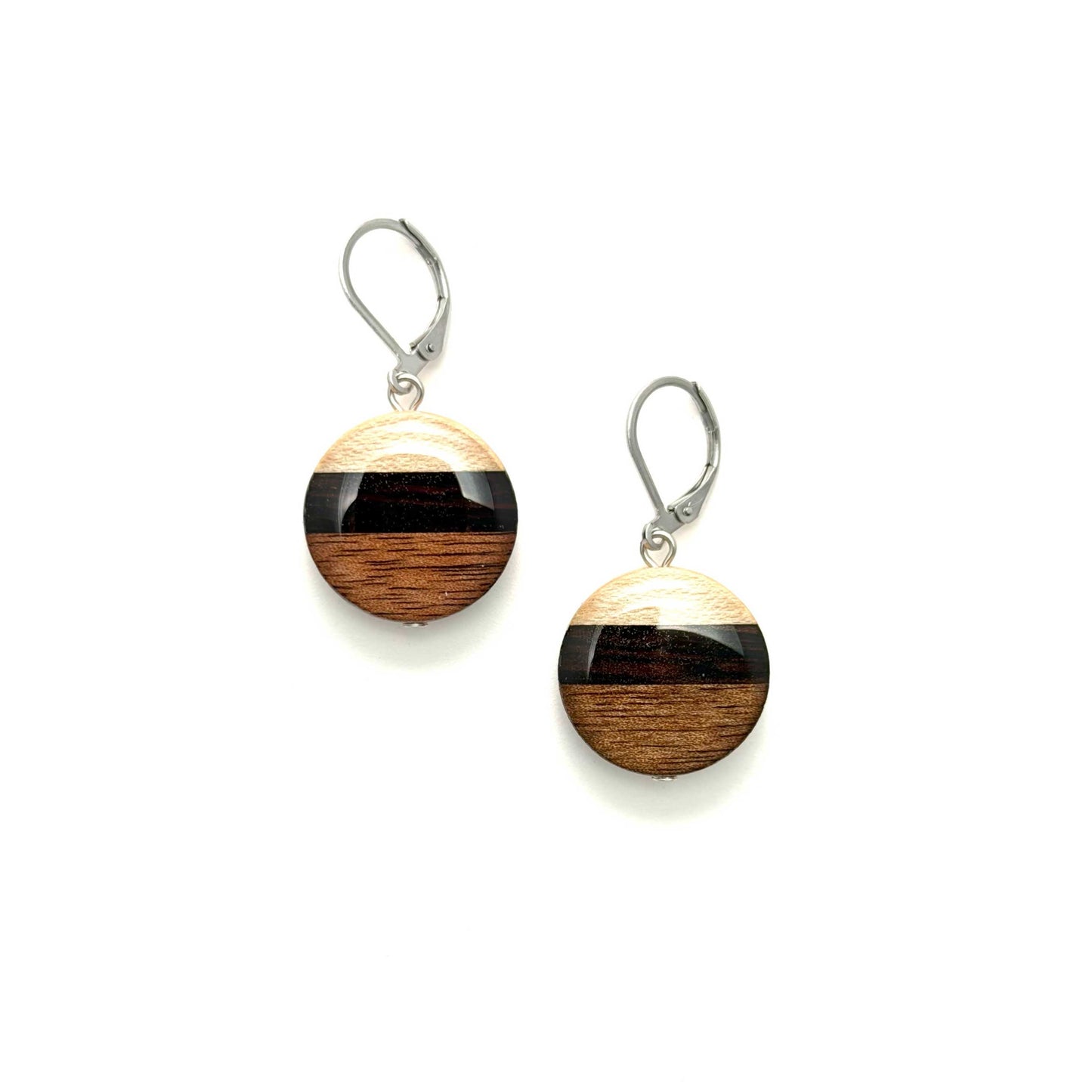 Medium Circle Reclaimed Wood Earrings