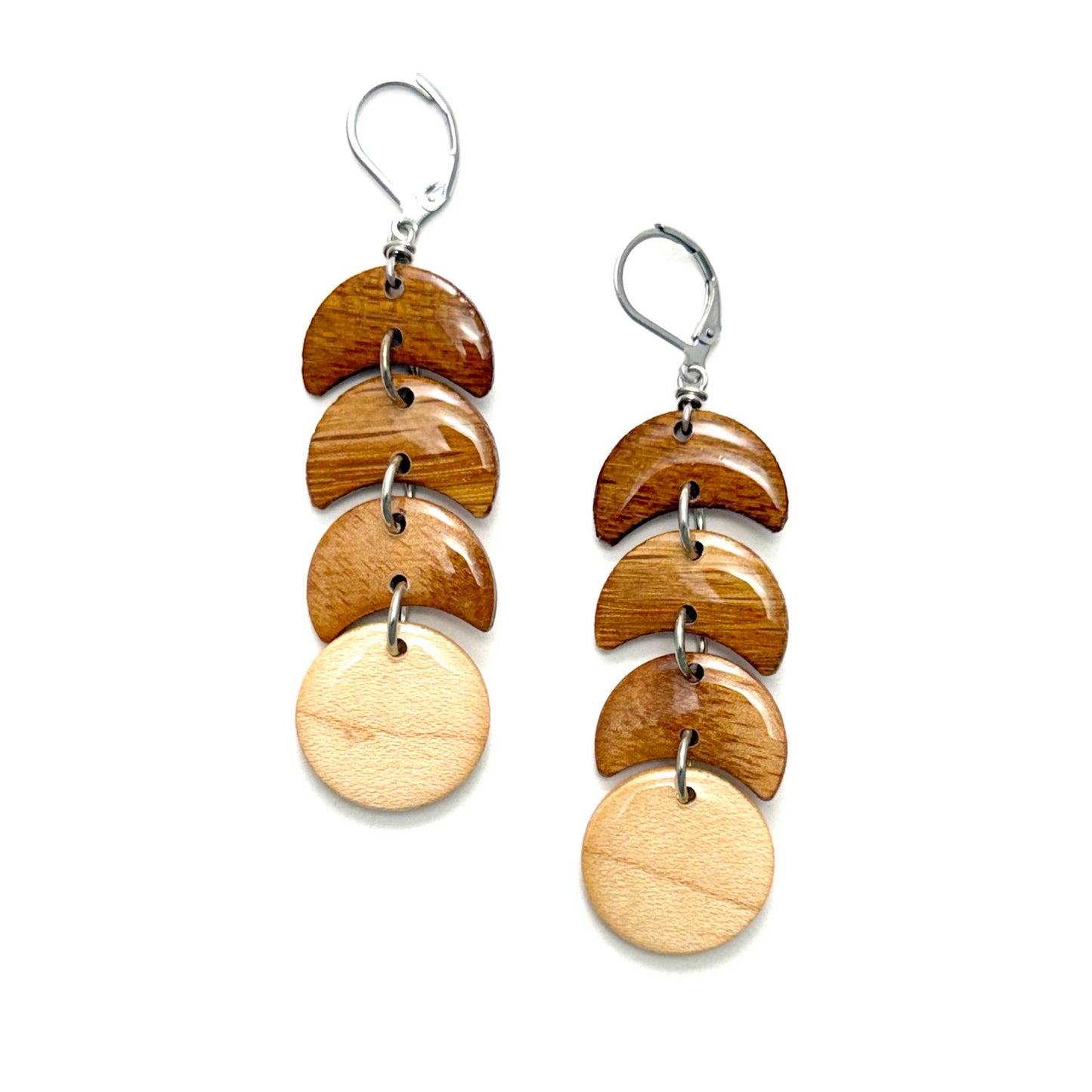 3 Moons Reclaimed Wood Earrings