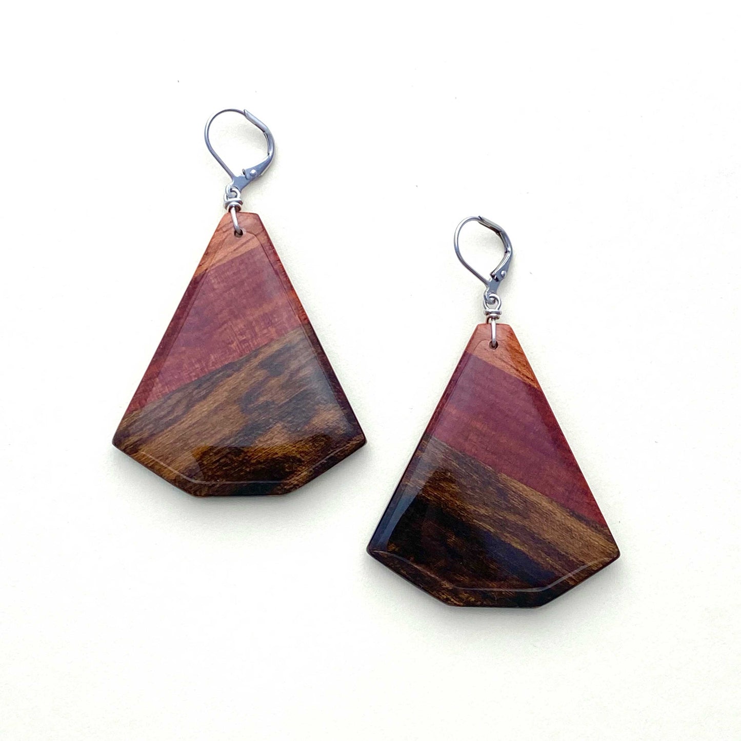Large Fan Reclaimed Wood Earrings