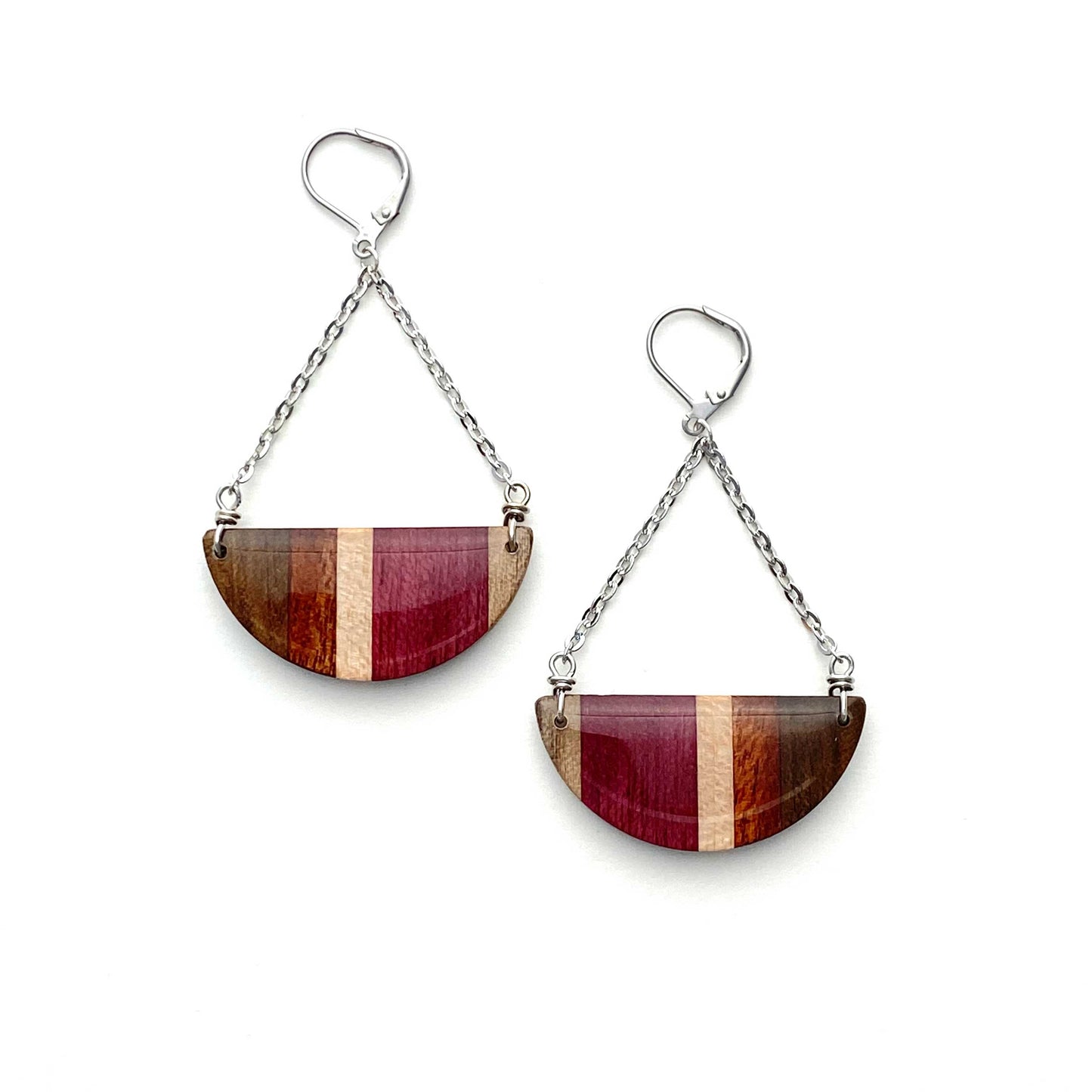 Half Moon Reclaimed Wood Earrings