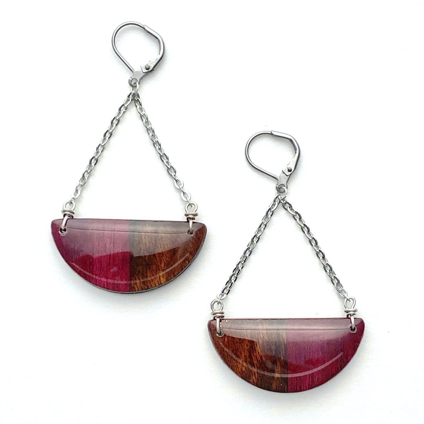 Half Moon Reclaimed Wood Earrings