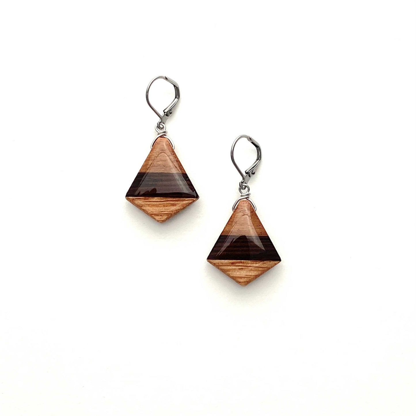 Small Fan Reclaimed Wood Earrings
