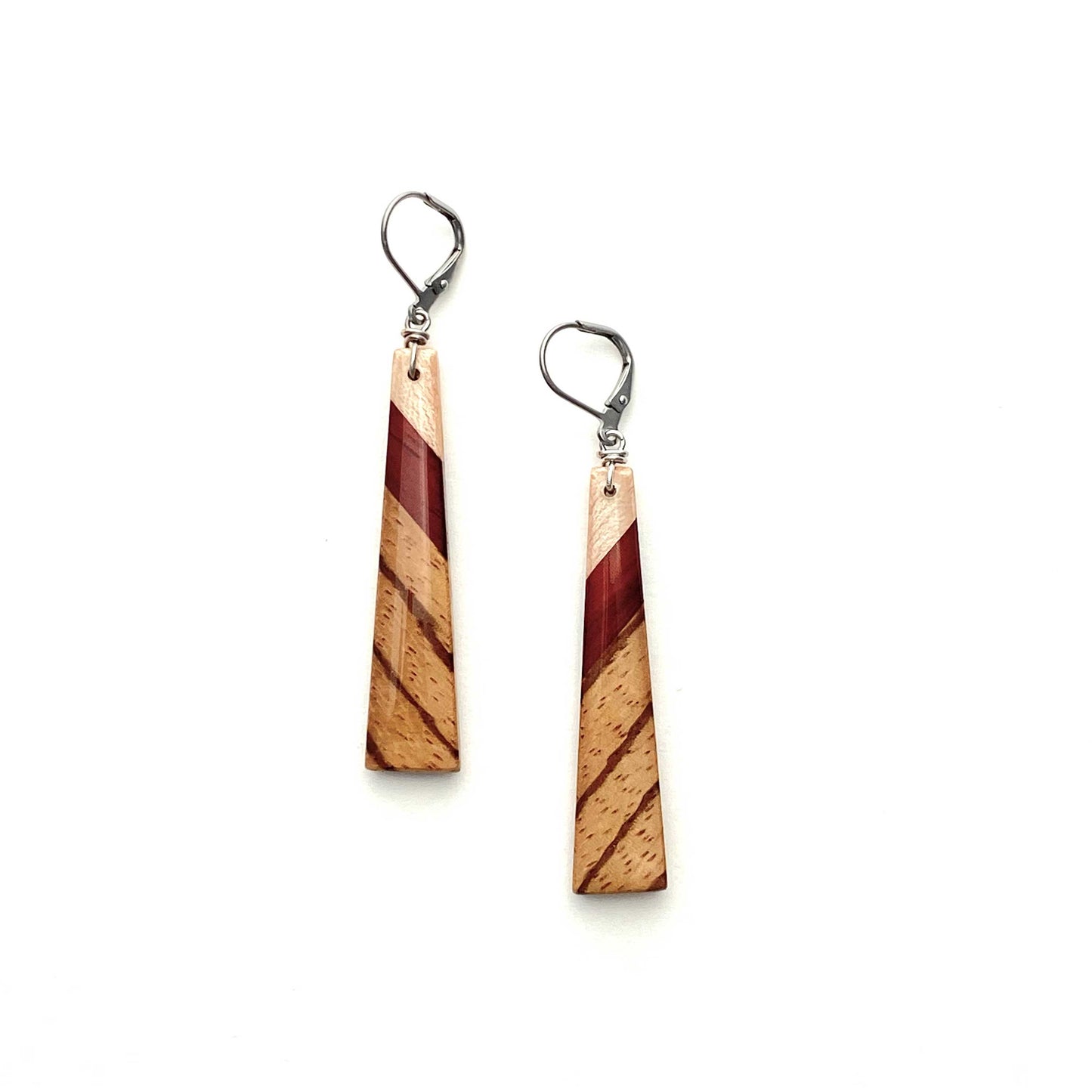 Skinny Rectangle Reclaimed Wood Earrings