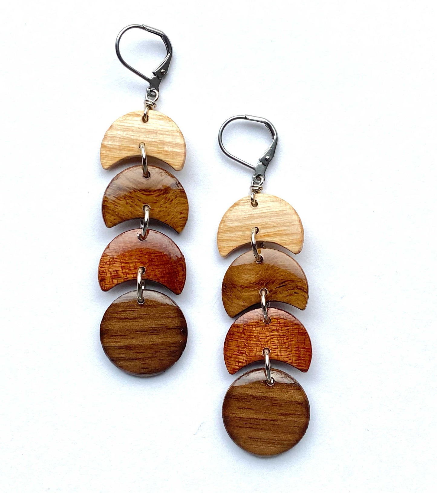 3 Moons Reclaimed Wood Earrings