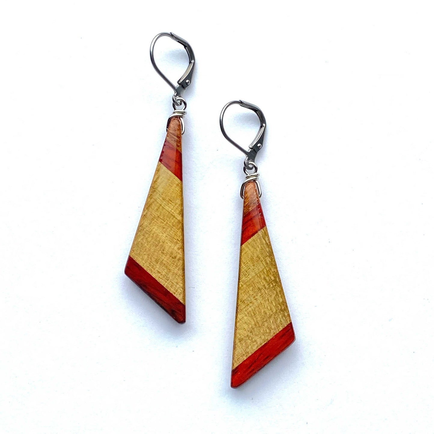 Obtuse Triangle Reclaimed Wood Earrings