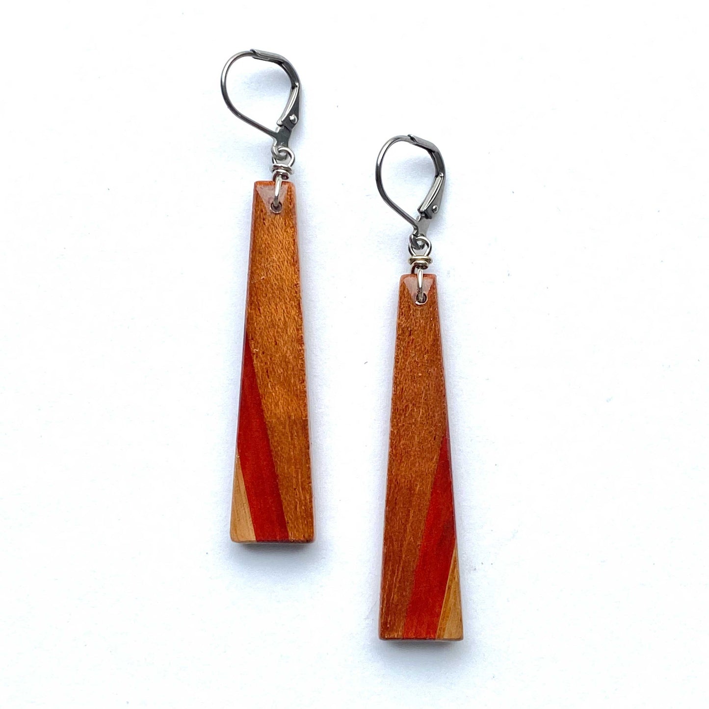 Skinny Rectangle Reclaimed Wood Earrings