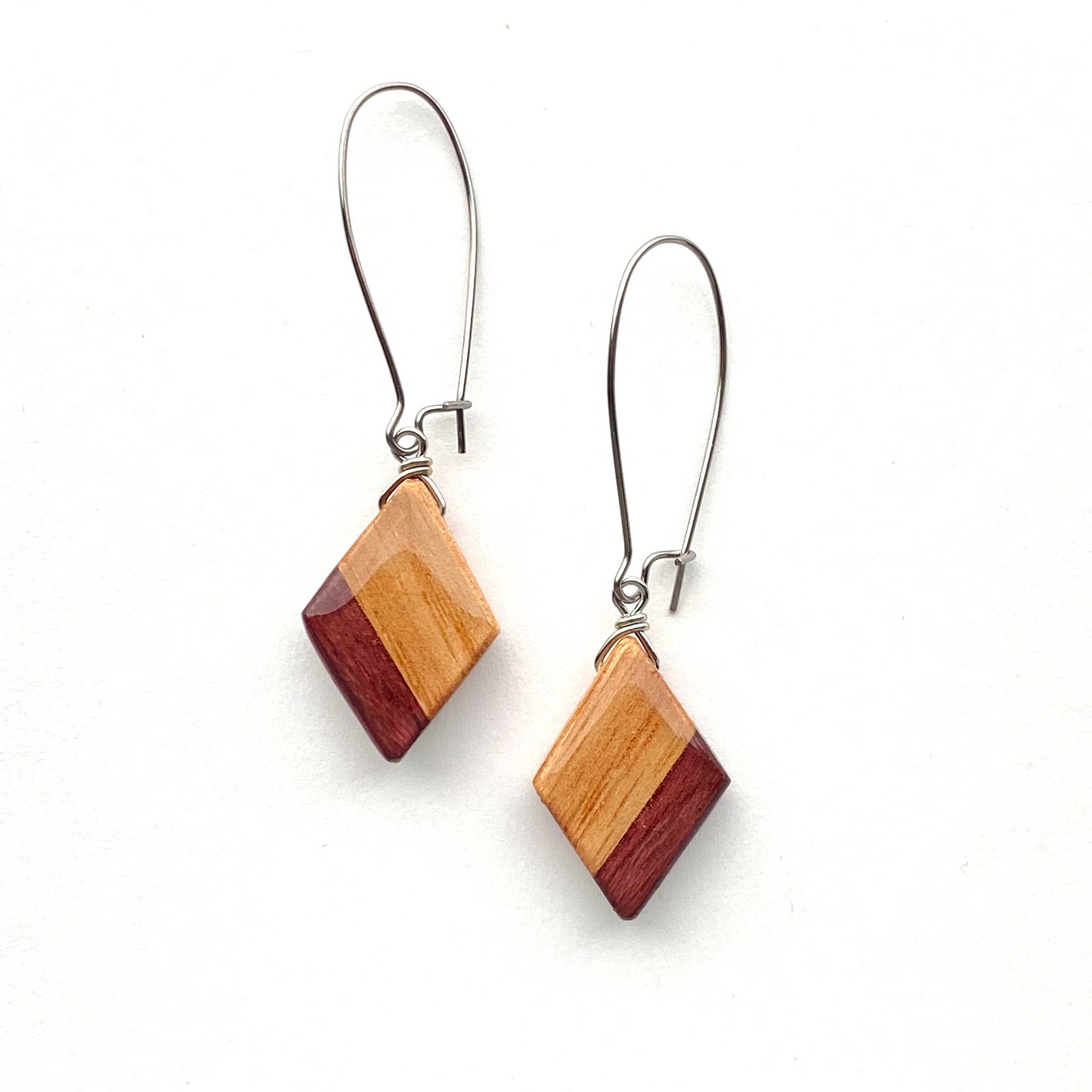 Mini Diamond Reclaimed Wood Earrings