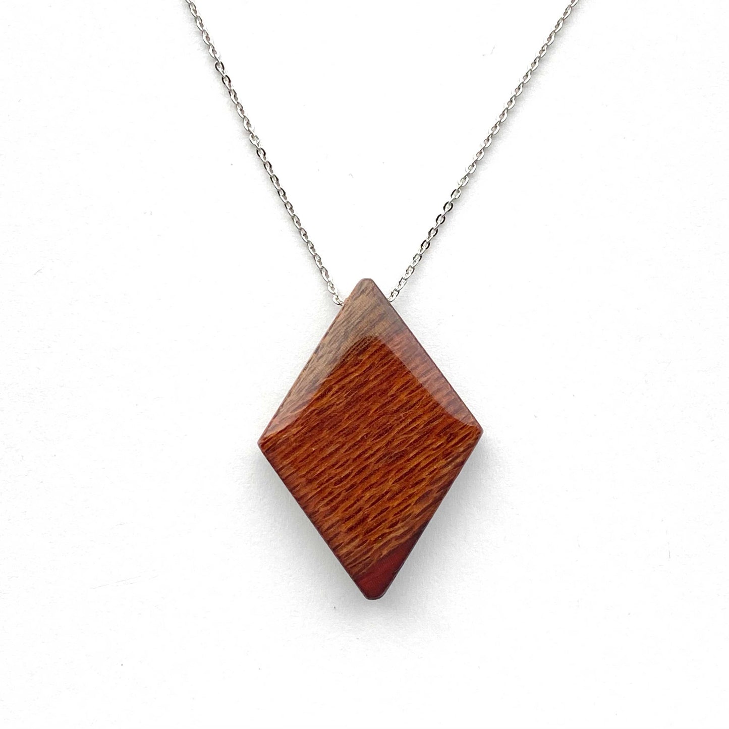 Medium Diamond Reclaimed Wood Necklace
