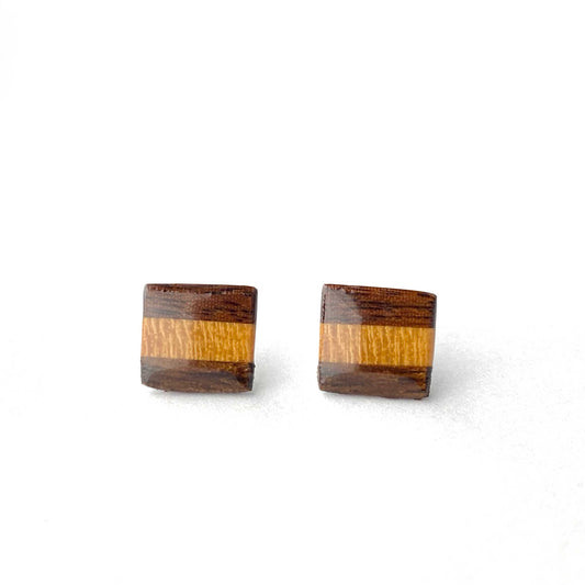 Square Post Studs Reclaimed Wood Earrings