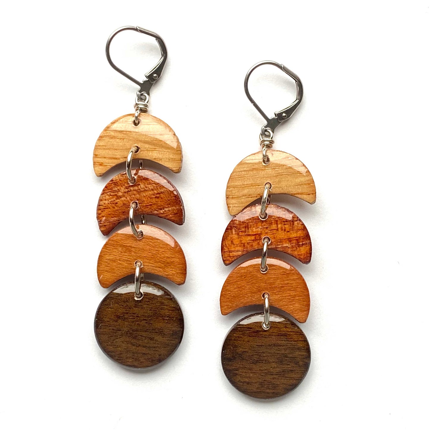 3 Moons Reclaimed Wood Earrings