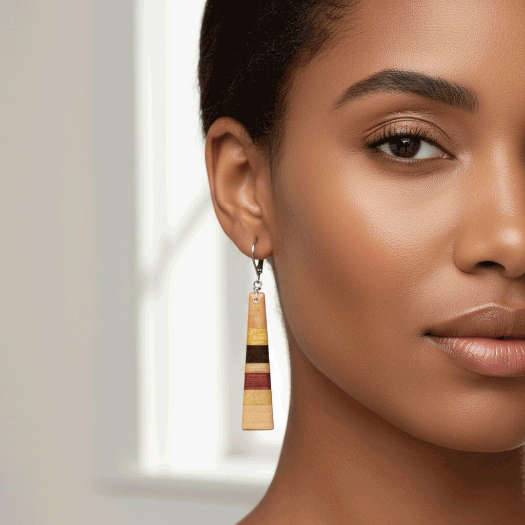 Skinny Rectangle Reclaimed Wood Earrings