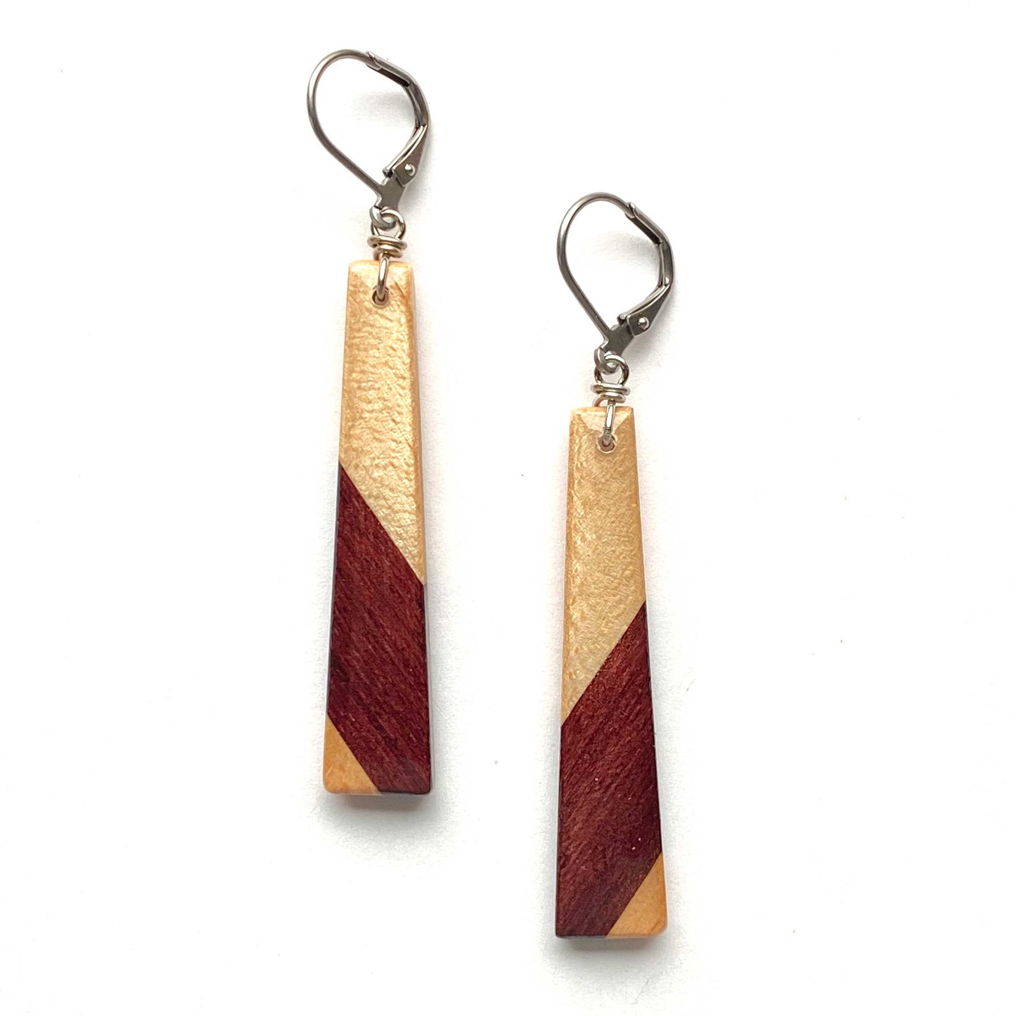 Skinny Rectangle Reclaimed Wood Earrings