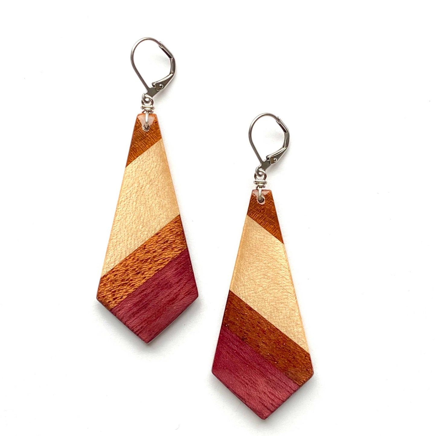 Large Geometric Reclaimed Wood Earrings