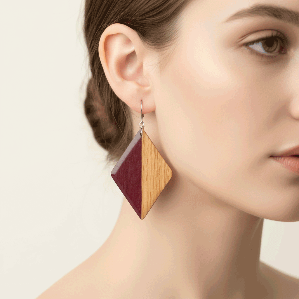 Jumbo Diamond Reclaimed Wood Earrings