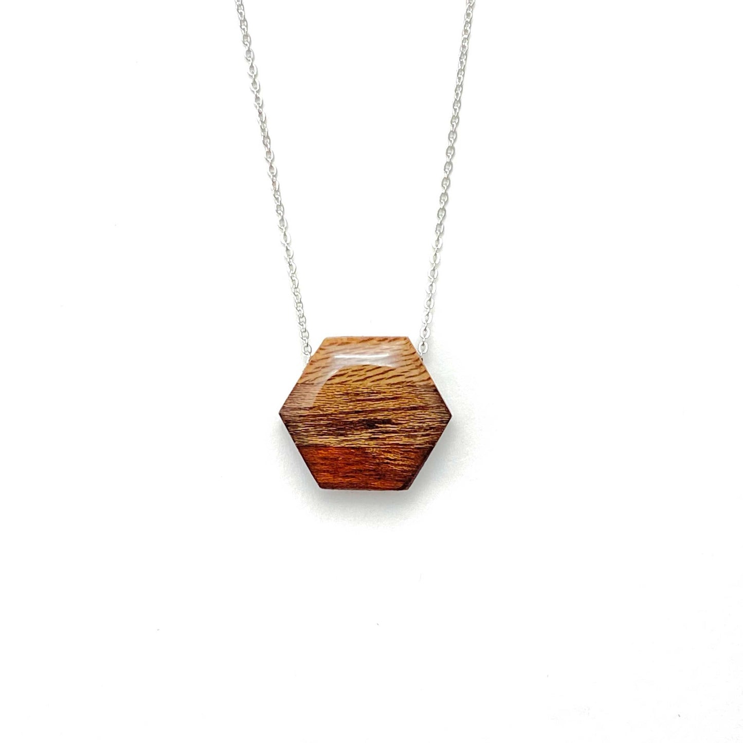 Small Hexagon Reclaimed Wood Necklace