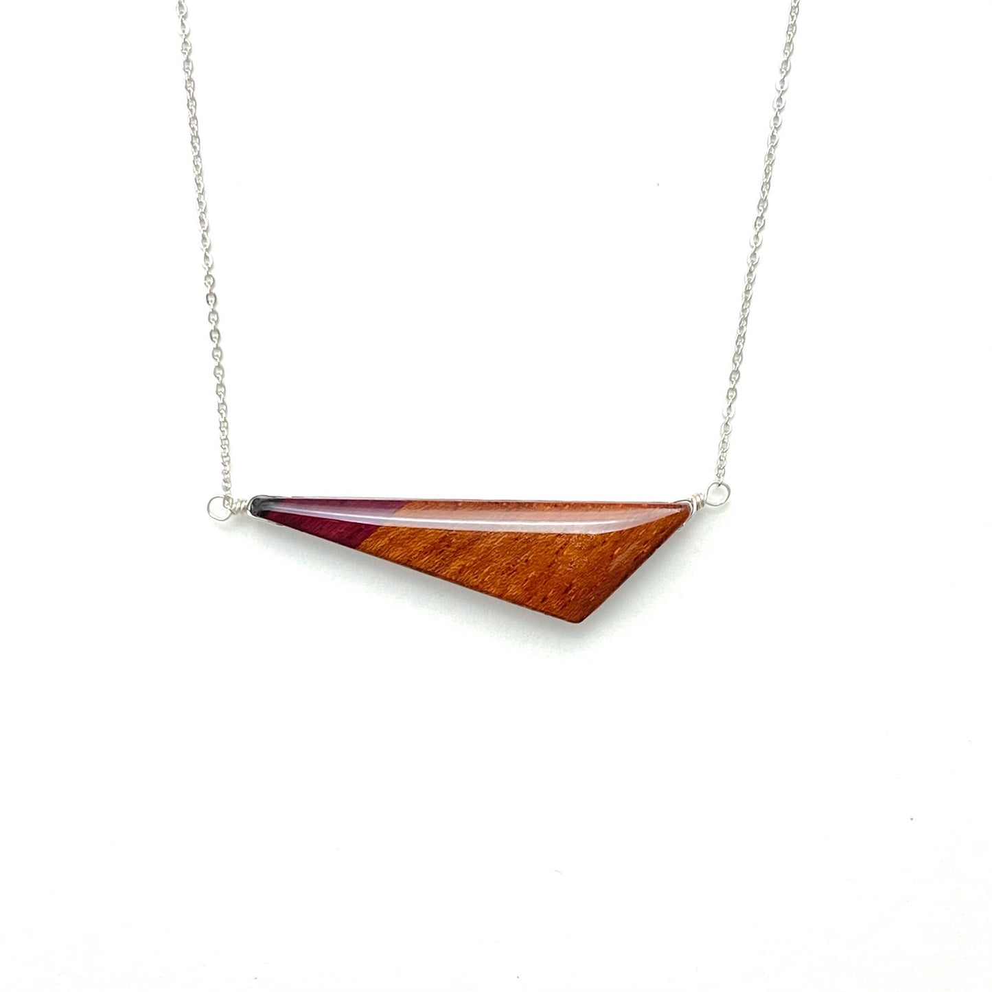 Horizontal Triangle Reclaimed Wood Necklace