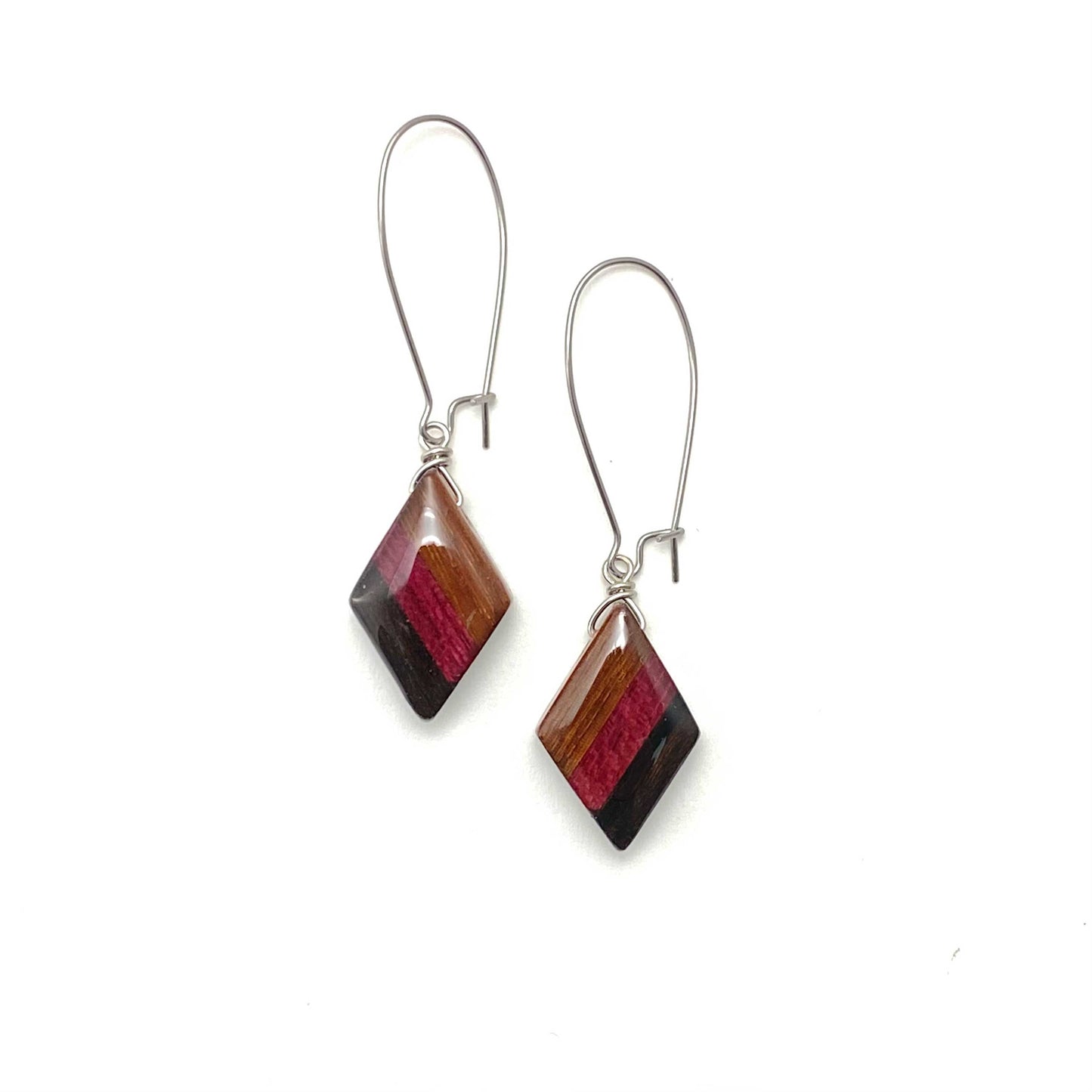 Mini Diamond Reclaimed Wood Earrings