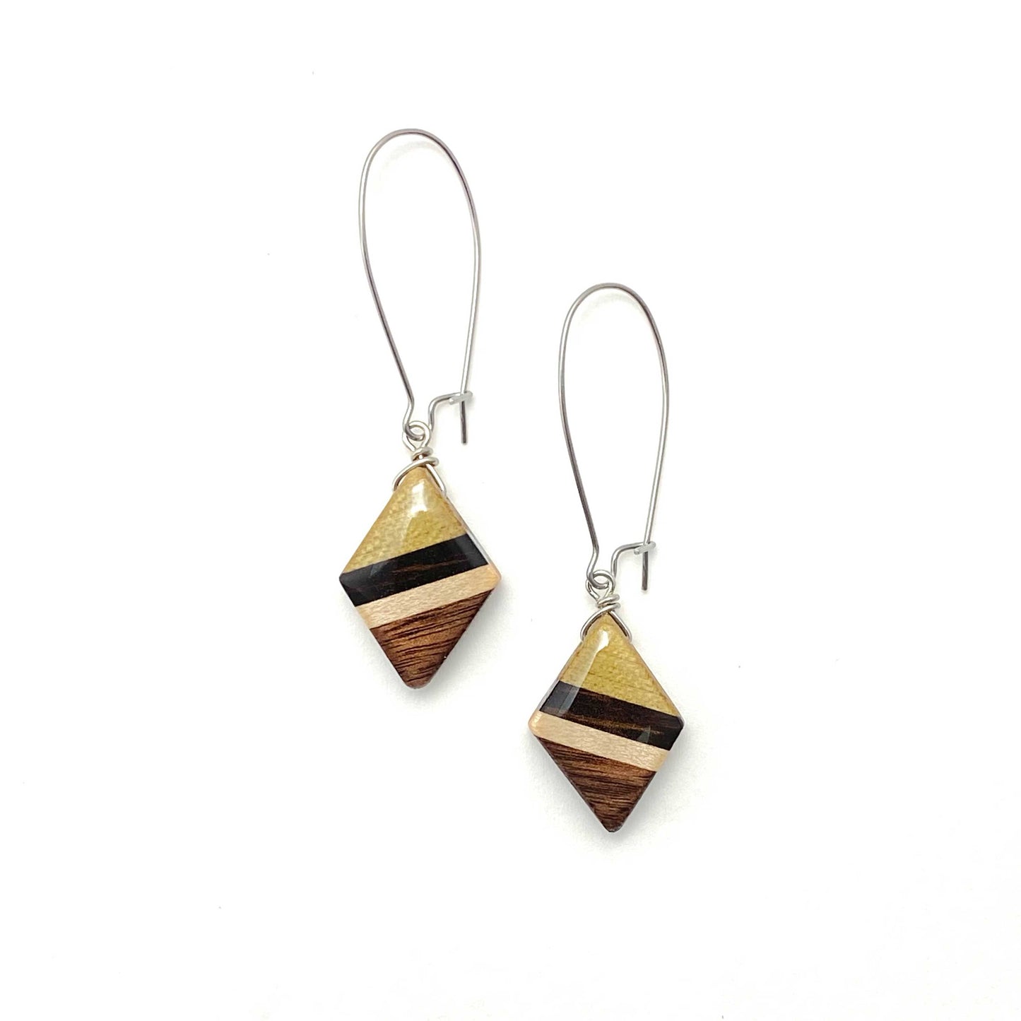 Mini Diamond Reclaimed Wood Earrings