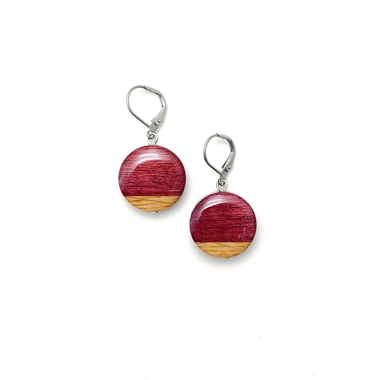 Medium Circle Reclaimed Wood Earrings