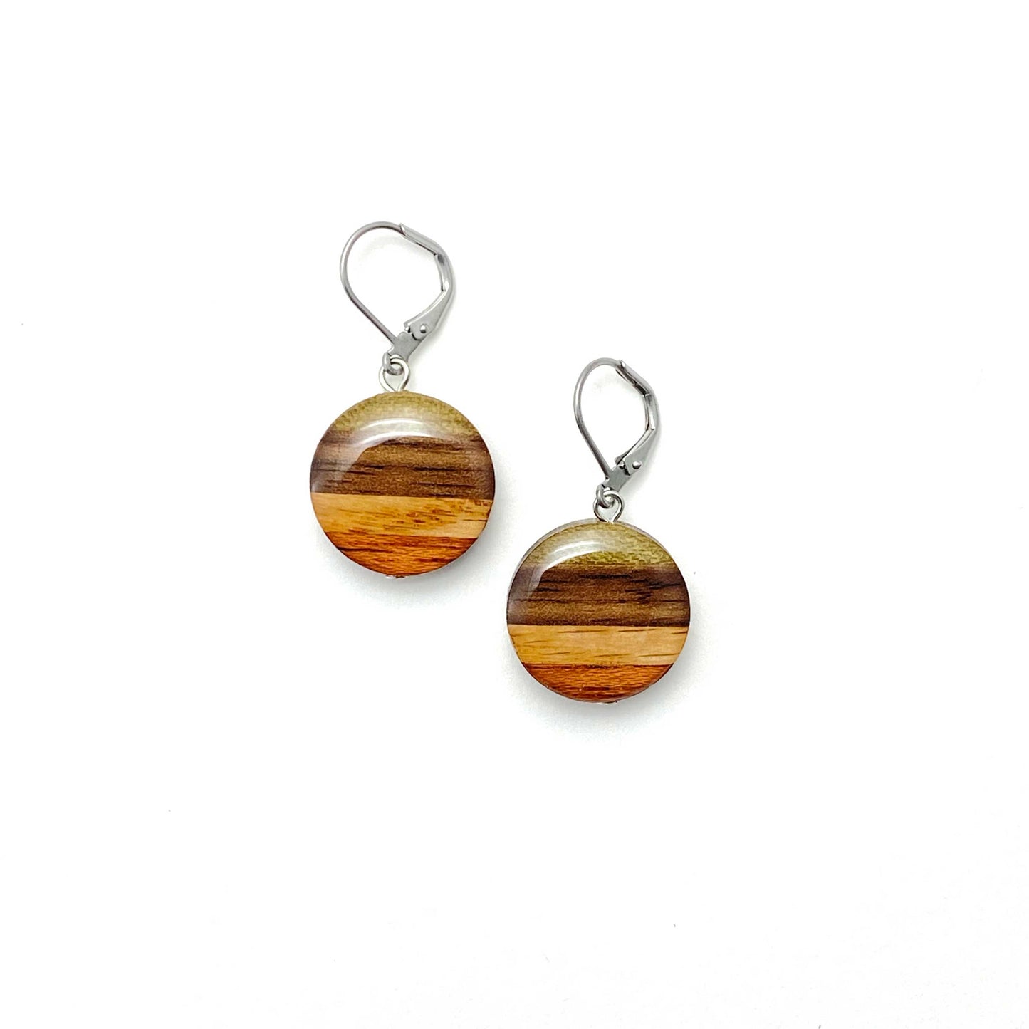 Medium Circle Reclaimed Wood Earrings