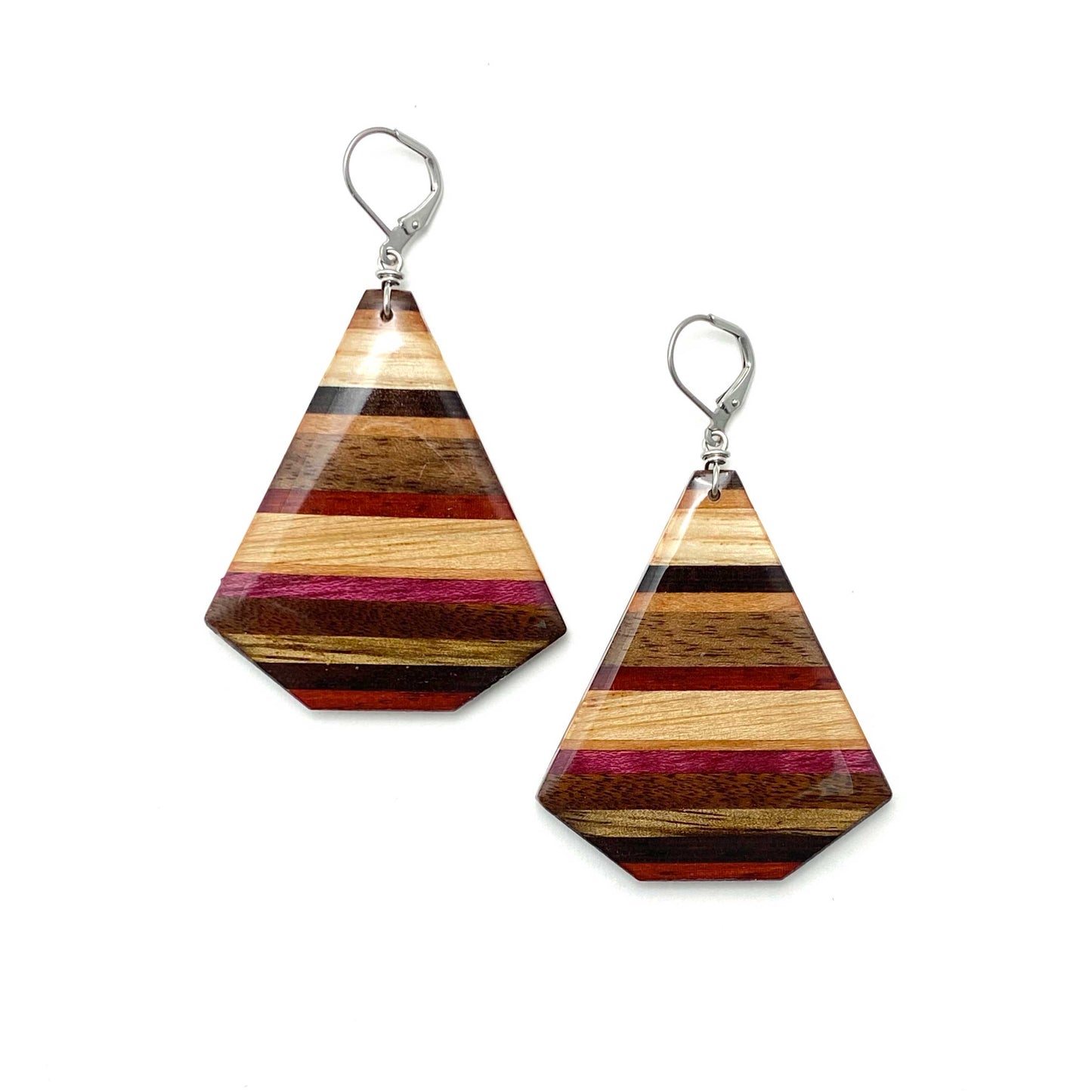 Large Fan Reclaimed Wood Earrings