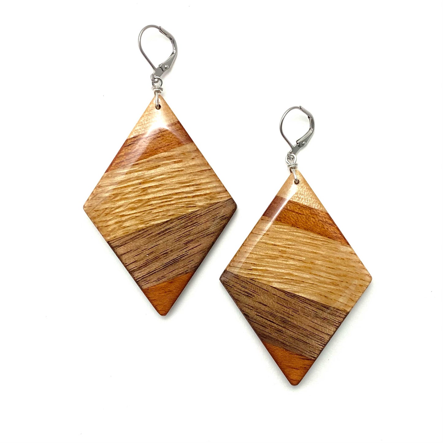 Jumbo Diamond Reclaimed Wood Earrings