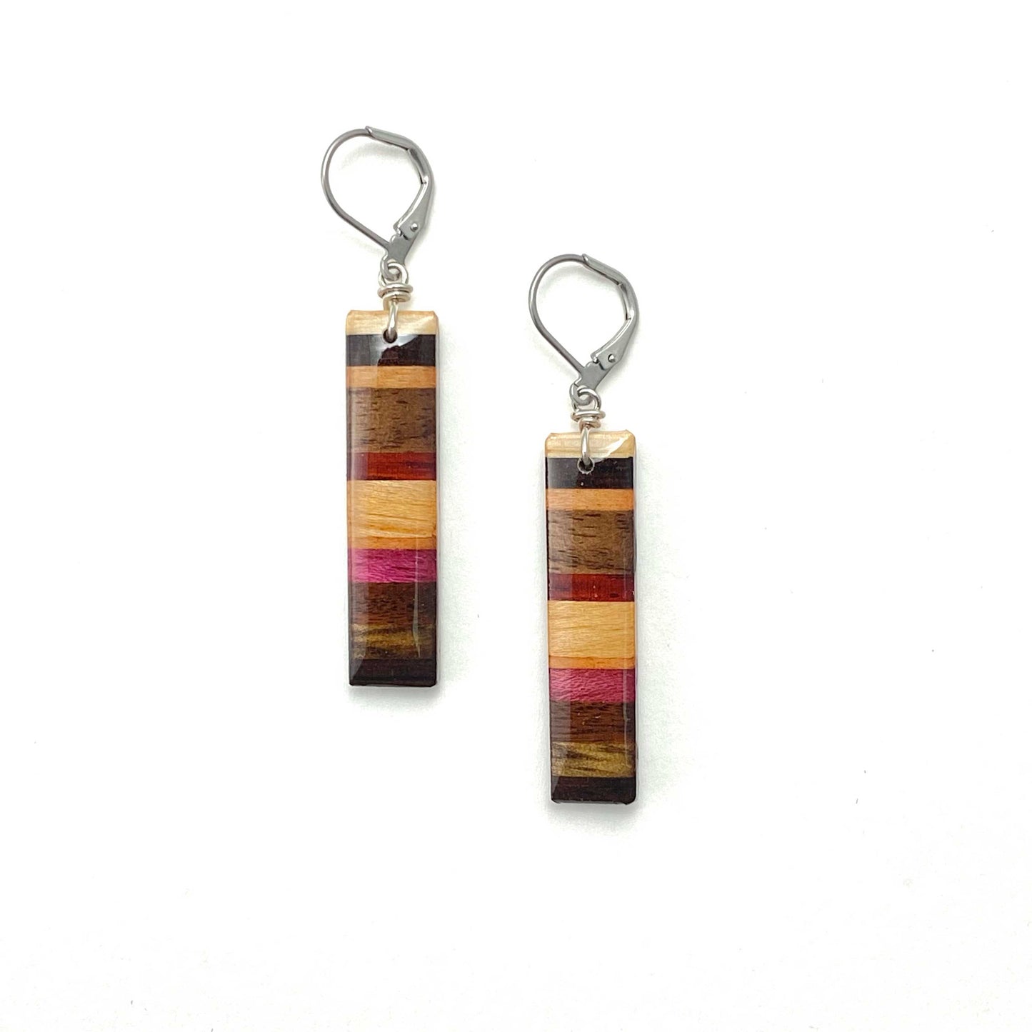 Rectangle Reclaimed Wood Earrings