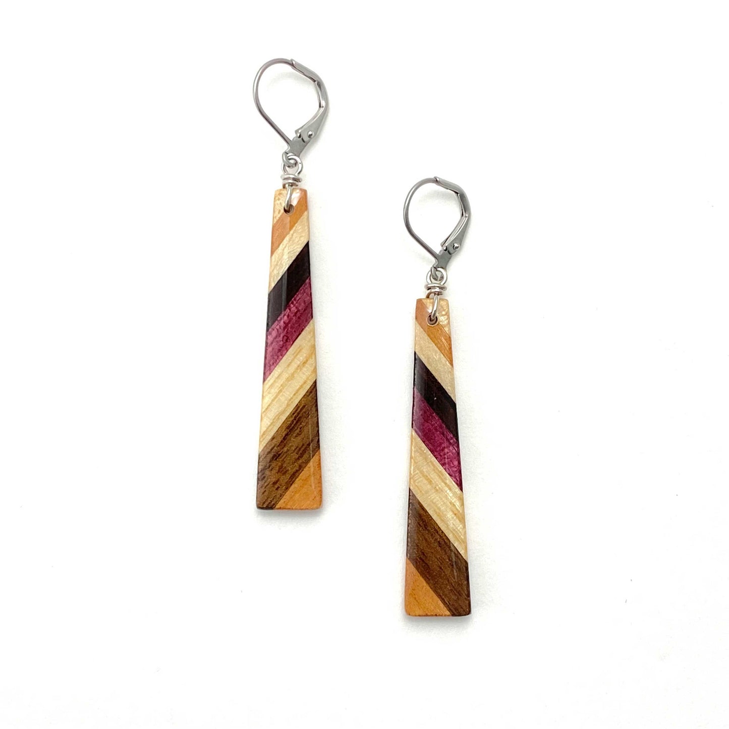 Skinny Rectangle Reclaimed Wood Earrings