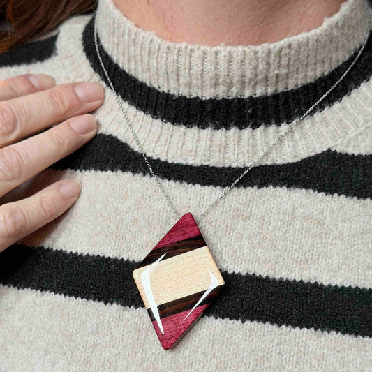 Jumbo Diamond Reclaimed Wood Necklace