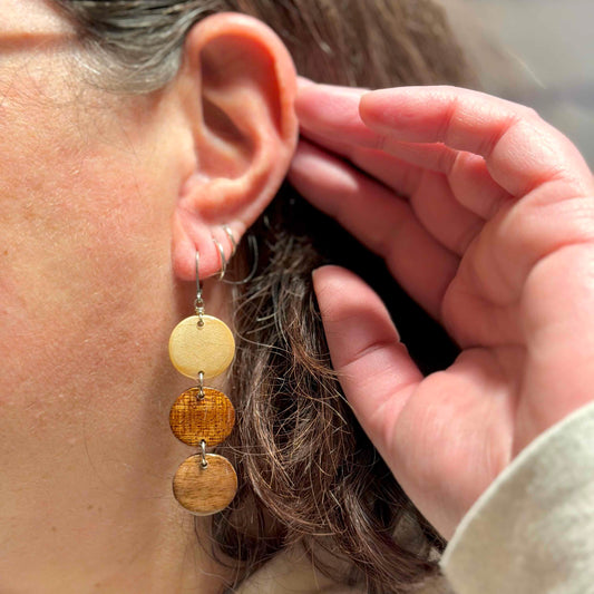 Medium Circles Reclaimed Wood Earrings