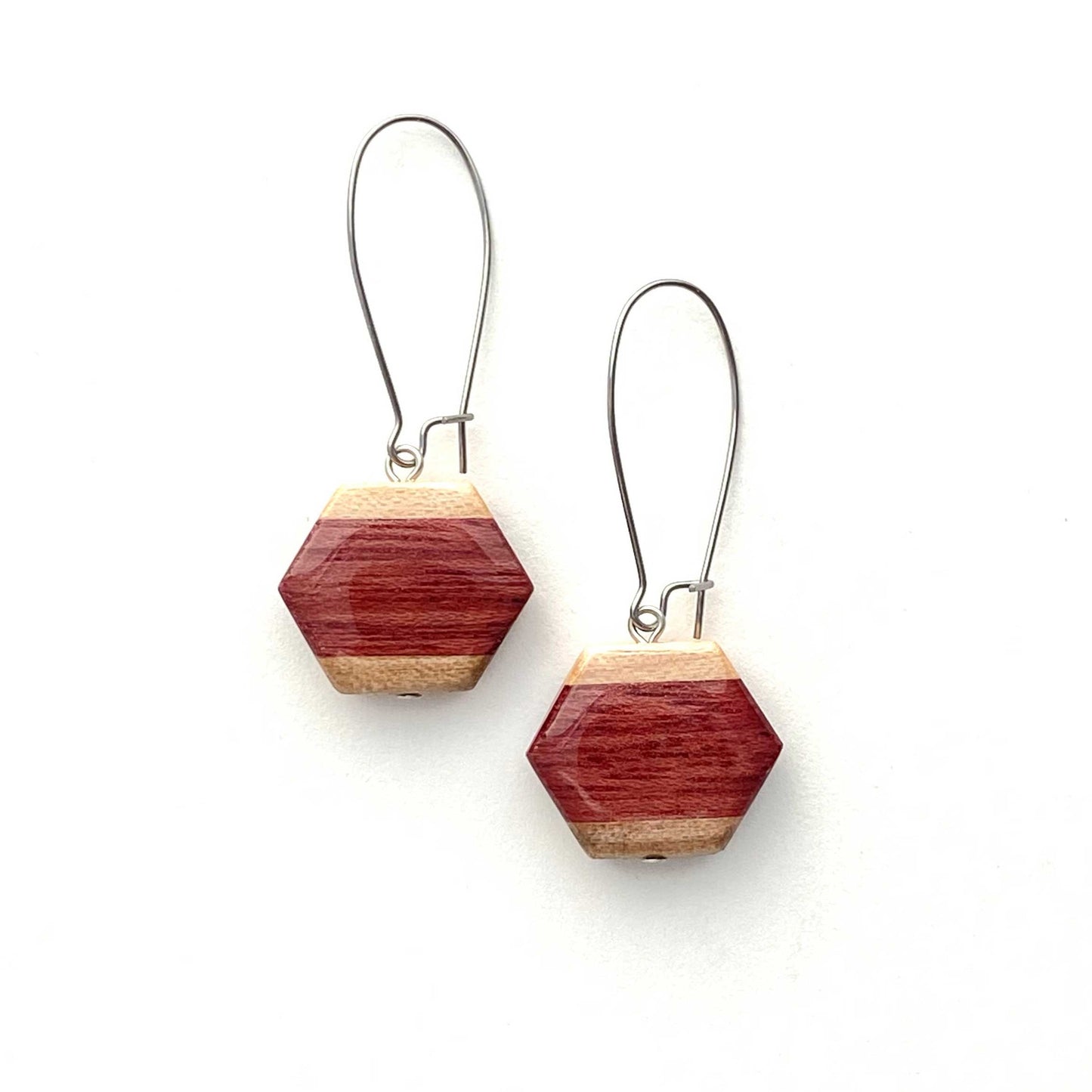 Hexagon Reclaimed Wood Earrings