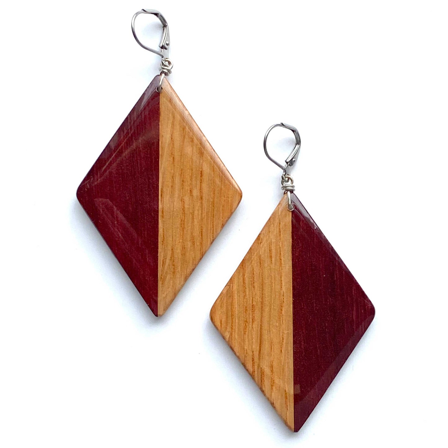 Jumbo Diamond Reclaimed Wood Earrings