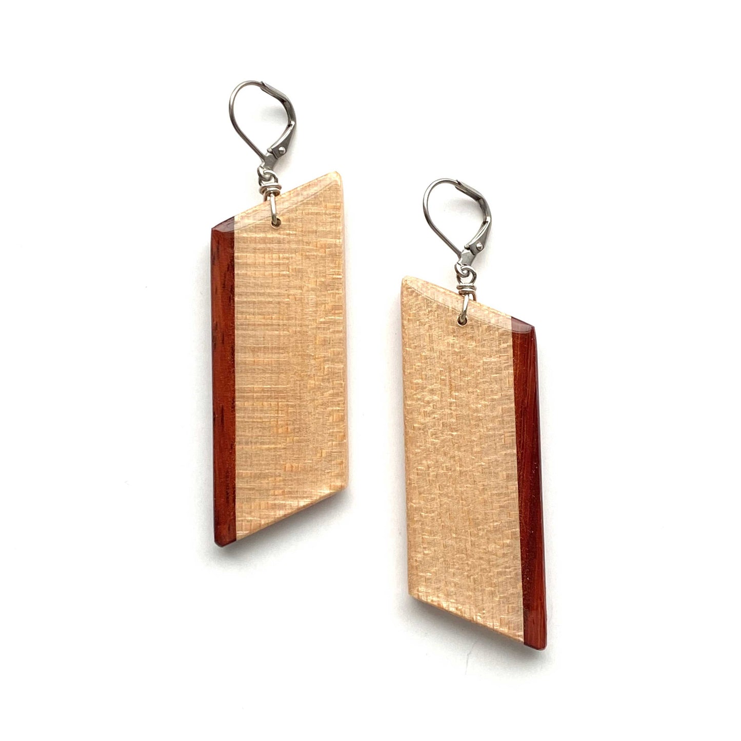 Large Angle Reclaimed Wood Earrings