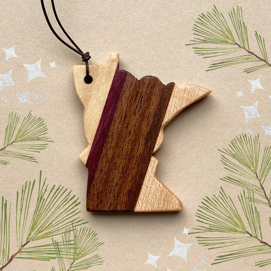 Handmade reclaimed wood Minnesota ornament