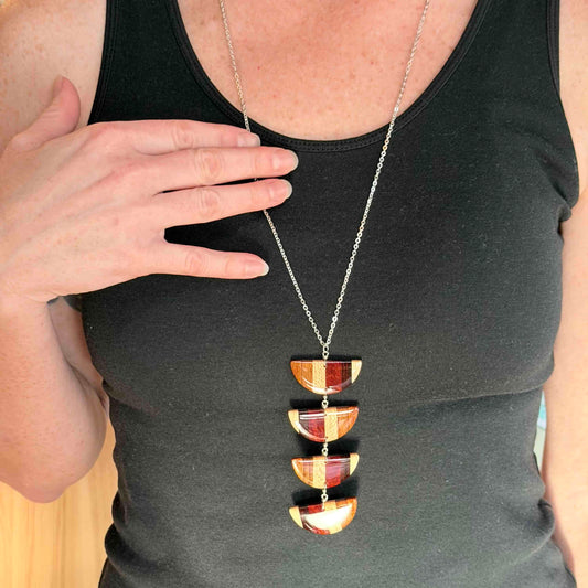 Half Circle Reclaimed Wood Necklace