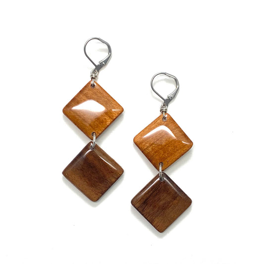 Diamond Reclaimed Wood Earrings