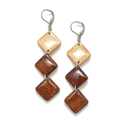 Diamond Reclaimed Wood Earrings