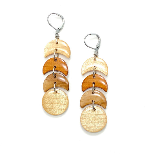 3 Moons Reclaimed Wood Earrings