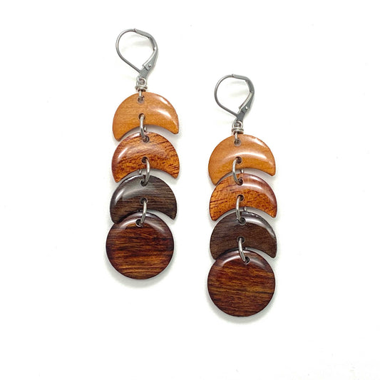 3 Moons Reclaimed Wood Earrings