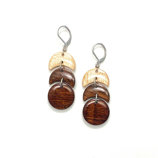 2 Moons Reclaimed Wood Earrings