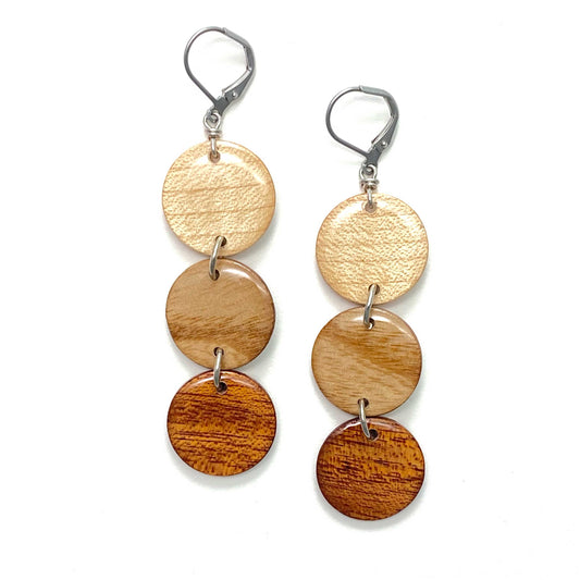 Medium Circles Reclaimed Wood Earrings