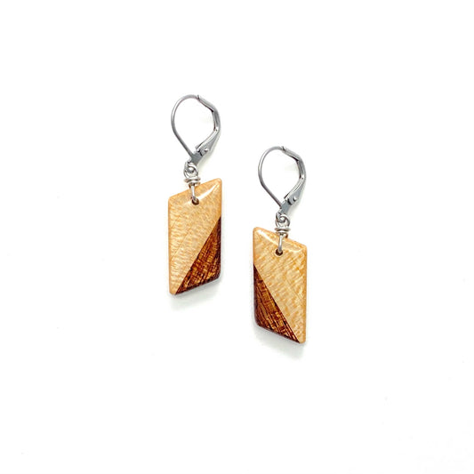 Small Angle Reclaimed Wood Earrings