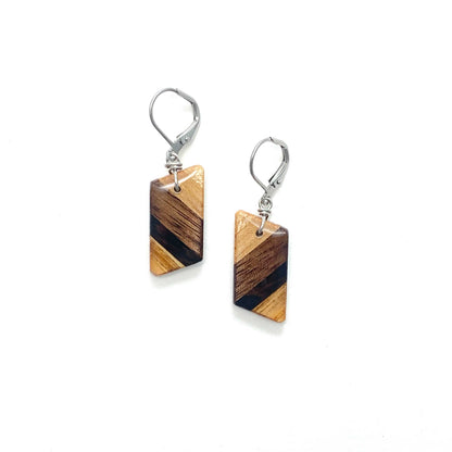 Small Angle Reclaimed Wood Earrings