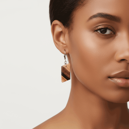 Small Angle Reclaimed Wood Earrings